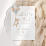 On peut attendre Blue Boy Baby shower Invitation<br><div class="desc">Pouvez-vous vraiment attendre de rencontrer le petit sur le chemin ? Célébrez avec cette élégante invitation à baby shower à thème pour ours en peluche !</div>