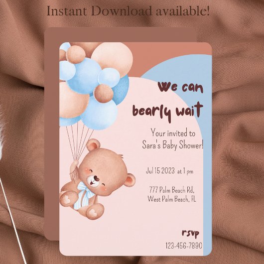 On peut attendre Boho Baby shower Invitation