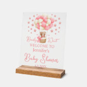on peut attendre, fille baby shower rose bienvenue (Angle)