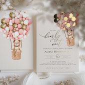 On Peut Attendre ! Invitation Baby shower rose