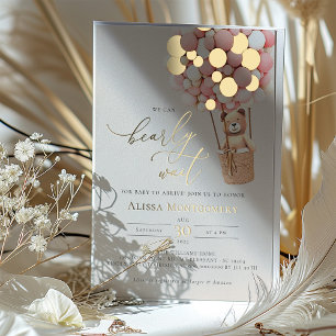 On Peut Attendre ! Invitation Baby shower rose