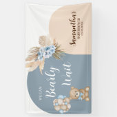 On peut attendre la bannière Baby shower garçon (Vertical)