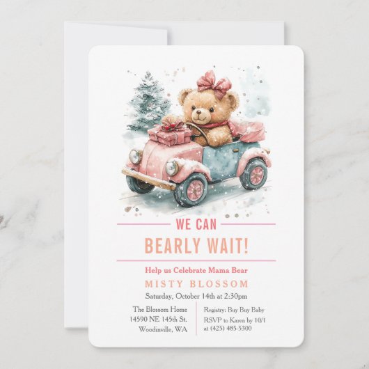 On Peut Attendre Teddy Bear Invitation (Devant)