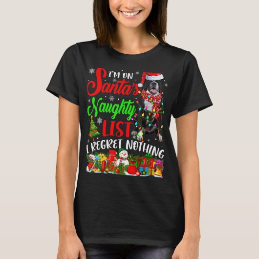 On Santas Naughty List Xmas Boxer T Shirt (Voorkant)