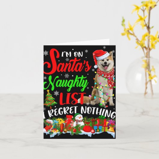 On Santas Naughty List Xmas Shiba Inu Kaart (Gele Bloem)