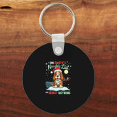 On Santa's Xmas Naughty List Regret Nothing Basset Sleutelhanger (Voorkant)