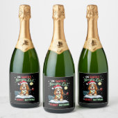 On Santa's Xmas Naughty List Regret Nothing Basset Sparkling Wijnetiket (Flessen)