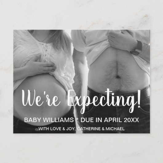 On s'attend à un Faire-part de naissance photo amu (Devant)