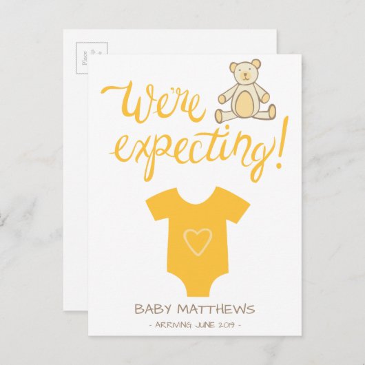 On s'attend à une Faire-part pour bébé (Devant / Derrière)