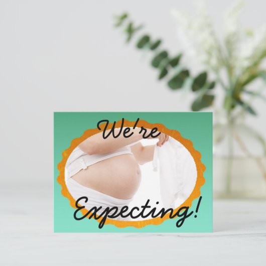 On s'attend ! Carte postale Faire-part de grossess (Debout devant)