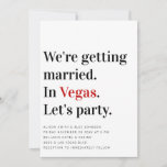 On se marie Vegas Faire-part de mariage<br><div class="desc">Typographie moderne Végas Vibes Cette simple invitation fait savoir à vos invités ce à quoi vous attendre : Mariage, Fête, Vegas. Qui NE VOUDRAIT PAS y être ? ! La palette de couleurs de base du noir, du blanc et du rouge rend hommage à un jeu de cartes. Nous aimons...</div>