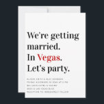 On se marie Vegas Faire-part de mariage<br><div class="desc">Typographie moderne Végas Vibes Cette simple invitation fait savoir à vos invités ce à quoi vous attendre : Mariage, Fête, Vegas. Qui NE VOUDRAIT PAS y être ? ! La palette de couleurs de base du noir, du blanc et du rouge rend hommage à un jeu de cartes. Nous aimons...</div>