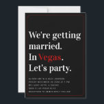 On se marie Vegas Faire-part de mariage<br><div class="desc">Typographie moderne Végas Vibes Cette simple invitation fait savoir à vos invités ce à quoi vous attendre : Mariage, Fête, Vegas. Qui NE VOUDRAIT PAS y être ? ! La palette de couleurs de base du noir, du blanc et du rouge rend hommage à un jeu de cartes. Nous aimons...</div>