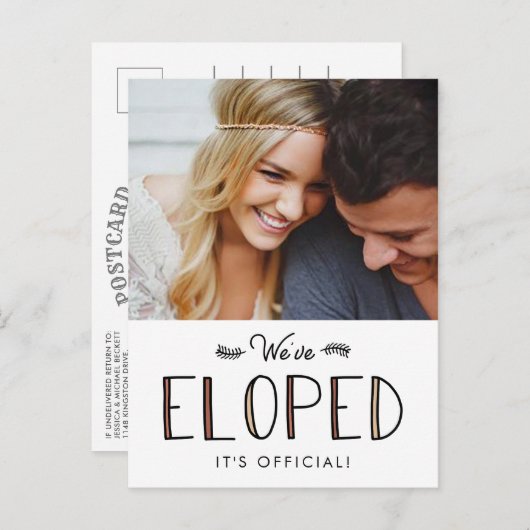 On s'est élopés | Elopement Mariage Faire-part (Devant / Derrière)