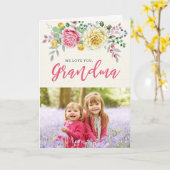 On T'Aime, Grand-Mère | Carte de voeux photo (Fleur jaune)