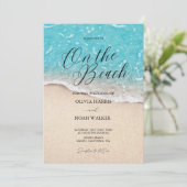 On The Beach Blue Ocean wedding Invitation (Debout devant)