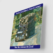 On-Time Delivery Logging Truck Wall Clock Vierkante Klok (Hoek)