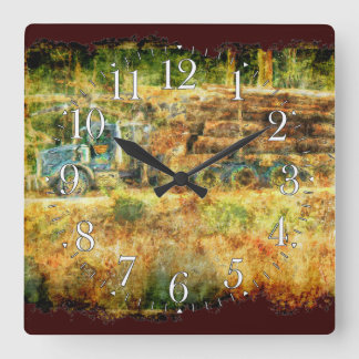 On-Time Delivery Logging Truck Wall Clock Vierkante Klok