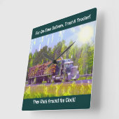 On-Time Delivery Logging Truck Wall Clock Vierkante Klok (Hoek)