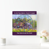 On-Time Delivery Logging Truck Wall Clock Vierkante Klok (Huis)