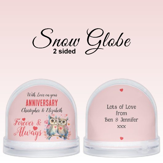 On your anniversary owl lovers names pink red