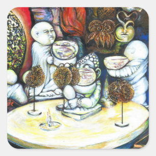 Onaangedaan door uitdaging vierkante sticker