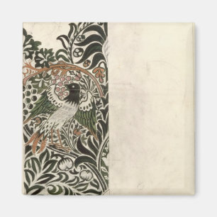 Onafgewerkt ontwerp van "Bird and Vine"-houten blo Magneet