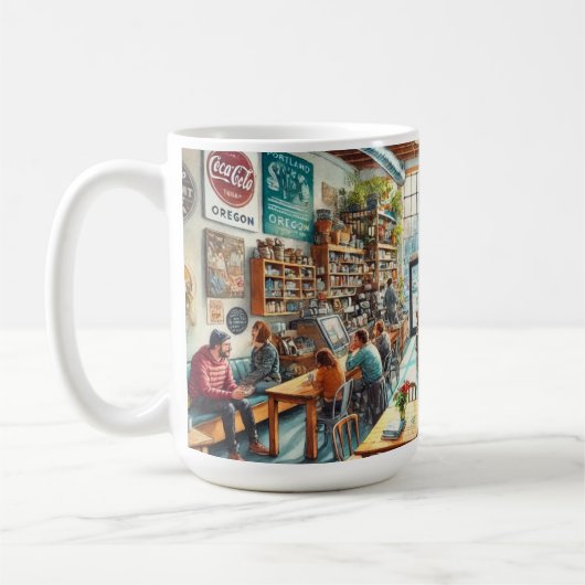 Onafhankelijk café in Portland Oregon Koffiemok (Links)