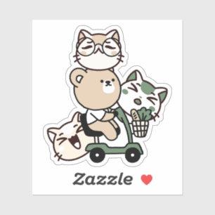 Onafhankelijke beer boodschappen doen op een scoot sticker