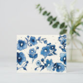 Onafhankelijke blauwe bloemen briefkaart (Staand voorkant)