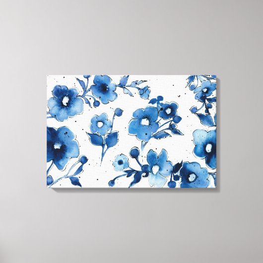 Onafhankelijke blauwe bloemen canvas afdruk (Voorkant)