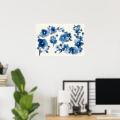 Onafhankelijke blauwe bloemen poster (Thuiskantoor)