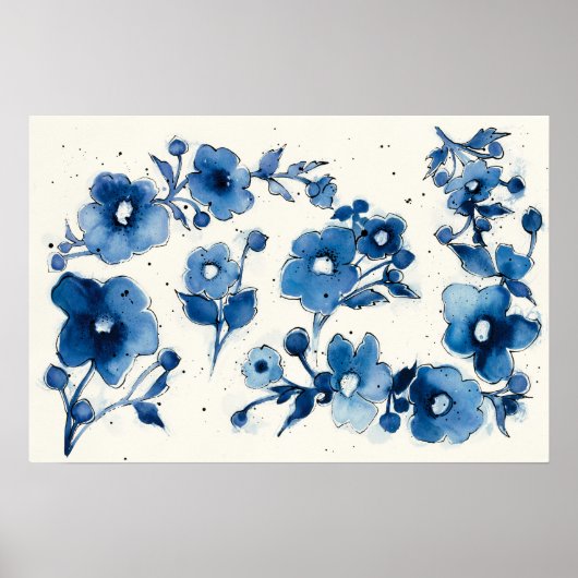 Onafhankelijke blauwe bloemen poster (Voorkant)
