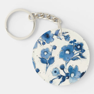 Onafhankelijke blauwe bloemen sleutelhanger
