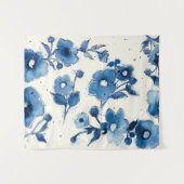 Onafhankelijke blauwe bloemen wandkleed (Voorkant (horizontaal))