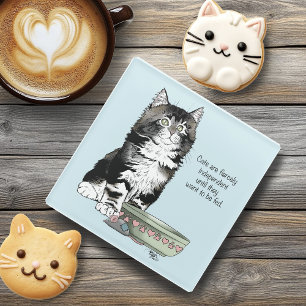 Onafhankelijke grijze tabby blauwe schattige grapp glazen onderzetter