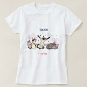 Onafhankelijke Meditaties - Grappige 4 juli kat T-shirt