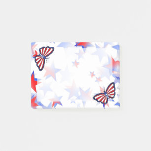 Onafhankelijke rode, witte, blauwe, grafische vlin post-it® notes
