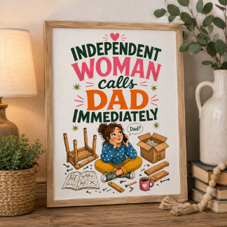 Onafhankelijke vrouw belt papa meteen bedankkaart