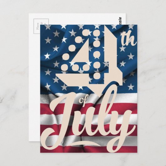 Onafhankelijkheid 4 juli Amerikaanse vlag  script Briefkaart (Voorkant / Achterkant)