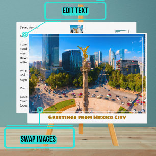 Onafhankelijkheid Monument met Skyline Mexico City Briefkaart