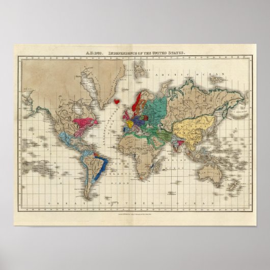 Onafhankelijkheid van de Verenigde Staten 1783 AD Poster (Voorkant)