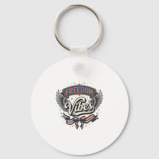 Onafhankelijkheid Vibes Vintage Patriottische T-Sh Sleutelhanger