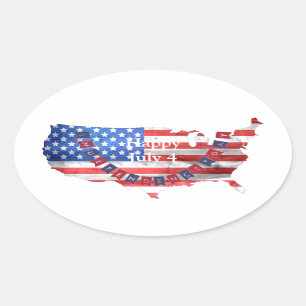 Onafhankelijkheidsdag 4 juli Amerikaanse vlag Vere Ovale Sticker