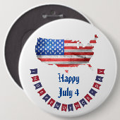 Onafhankelijkheidsdag 4 juli Amerikaanse vlag Vere Ronde Button 6,0 Cm (Voorkant /achterkant)
