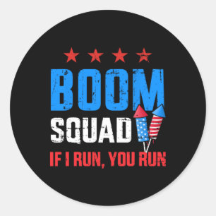 Onafhankelijkheidsdag 4 juli Boemteam Als ik ren j Ronde Sticker