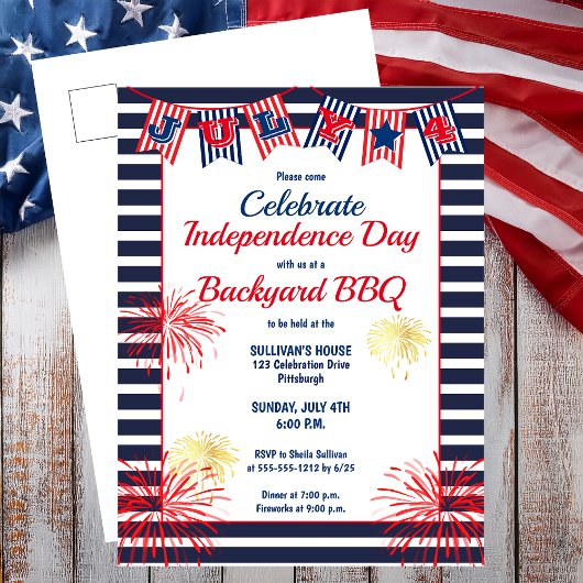 Onafhankelijkheidsdag 4 juli Bunting Backyard BBQ  Briefkaart