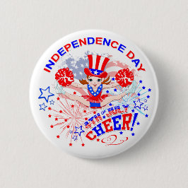 Onafhankelijkheidsdag, 4 juli, Cheer, Button Badge
