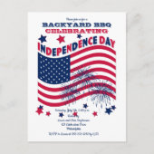 Onafhankelijkheidsdag 4 juli - Waving Flag Invi Briefkaart (Voorkant)