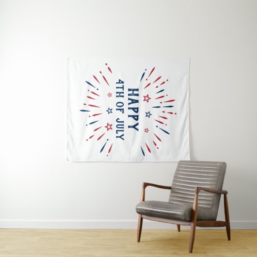 Onafhankelijkheidsdag 4e juli Patriottisch-Amerika Wandkleed (In Situ (horizontaal))
